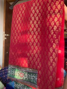 Red Embellished Saree