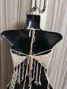Boho Crochet Halter Top with Fringe