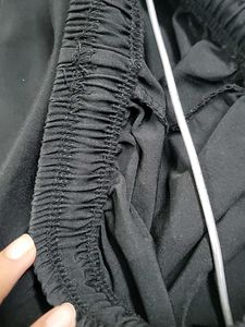 Black Track Pants with White Ribbon