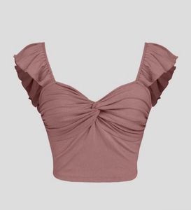 Ribbed Ruffle Crop Top