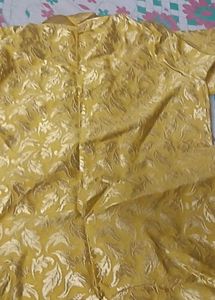 Golden Brocade kurta and net plazo with dupatta