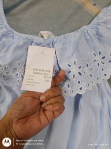 Light Blue Off Shoulder Top