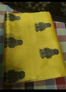 Elegant Yellow Lichi Silk Saree new with tag