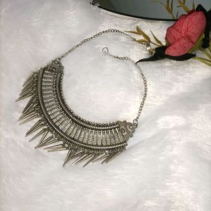 Silver Oxidised Neck Piece