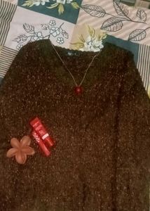 Stylish Brown Knit Sweater