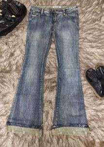 Vintage Bootcut Low Waist Patchwork Denim Jeans