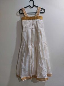 Gold And White Kerala Cotton Dress
