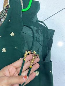 Green Saree with Embellished Blouse