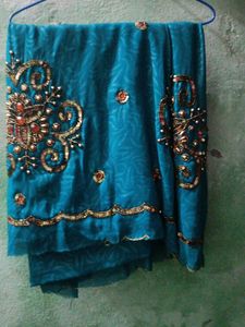 Teal Embellished Saree