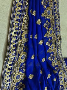 Elegant Blue &amp; Gold Saree