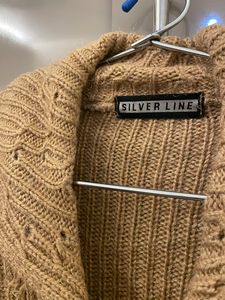 Long Collared Front Open Woollen Sweater