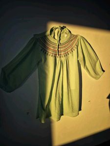 Embroidered Green Tunic Top