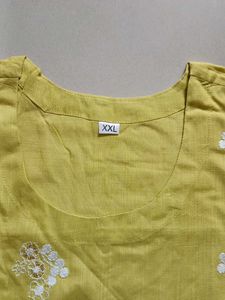 Yellow Embroidered Kurti Xxl