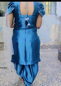 Blue Satin Dhoti Salwar Kurti