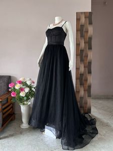 Black Tulle Satin Corset Style Gown