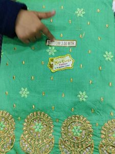 Green Colour Embroidery Suit With Dupatta