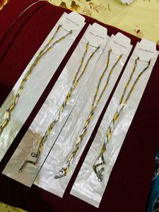 Gold Stainless Steel Box Chain Necklace New With T