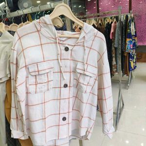 GIRLS Hooded Plaid Button-Up