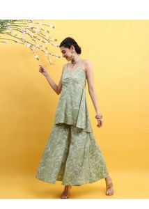 Sage Green Floral Palazzo Set