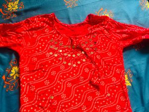 Red Printed Kurta
