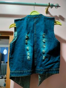 Distressed Denim Vest