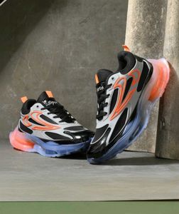 Sporty Black Grey Orange Athletic Sneakers
