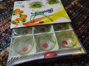 Glass Bowl With Spoon 6 Piece Set