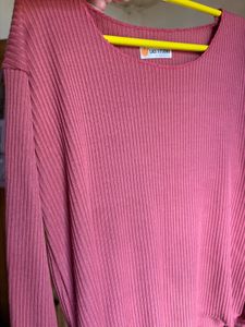 Coral Ribbed Knit Top