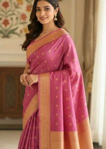 Elegant Pink Saree with Blouse Piece