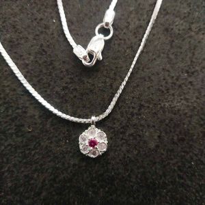 pure Silver Mix Snack Chain+Pandent 16inch