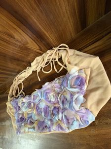 Floral Applique Tie Top Colorful