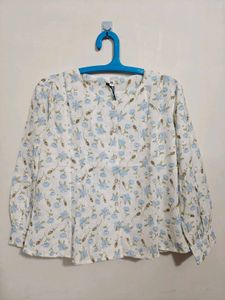 White Casual Printed Top