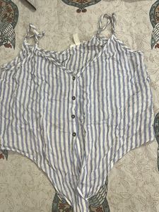 Striped Button-Down Tank Top