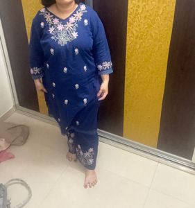 Blue Embroidered Kurta