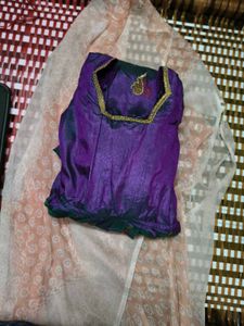 Purple Silk Anarkali Gown with Golden Embroidery –