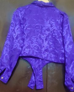 Purple Shining Party Wear Crop Top For 36 Bust