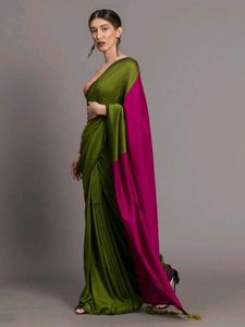 dual colour soft cotton saree
