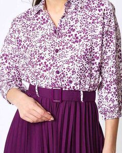 Printed Collar Neck Flare Dress