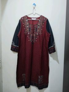 Biba Maroon Black Printed Kurta Pajama Dupatta