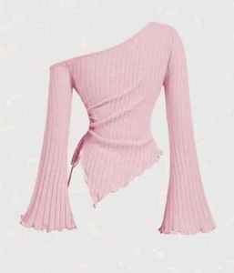 Pink One-Shoulder Long Sleeve Top