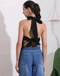 Premium Chic Black Halter Top