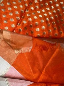 Pure Banarasi Orange &amp; Gold Dupatta