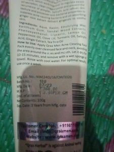 Qraa Man Acne Clearing Face Pack