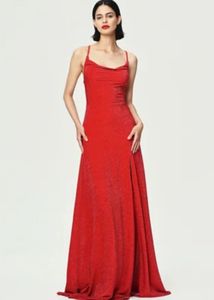 Red Backless Slit Dress