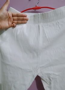 New White Pant with Lace Design