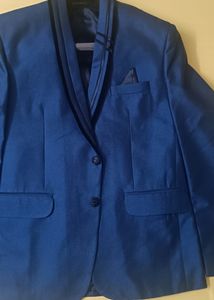 Men Blue Solid Slim-fit Blazer &amp; Pant (Men Suit)