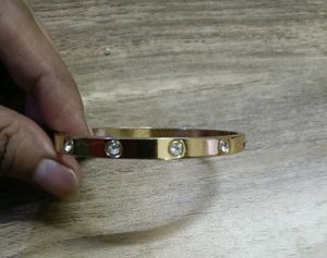 Gold Bangle with Crystal Accents