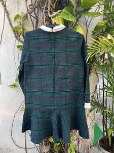 Plaid Woollen Dress With Collar