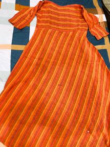 Orange Long Frock Kurti ❤️