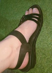 Black Wedge Sandals